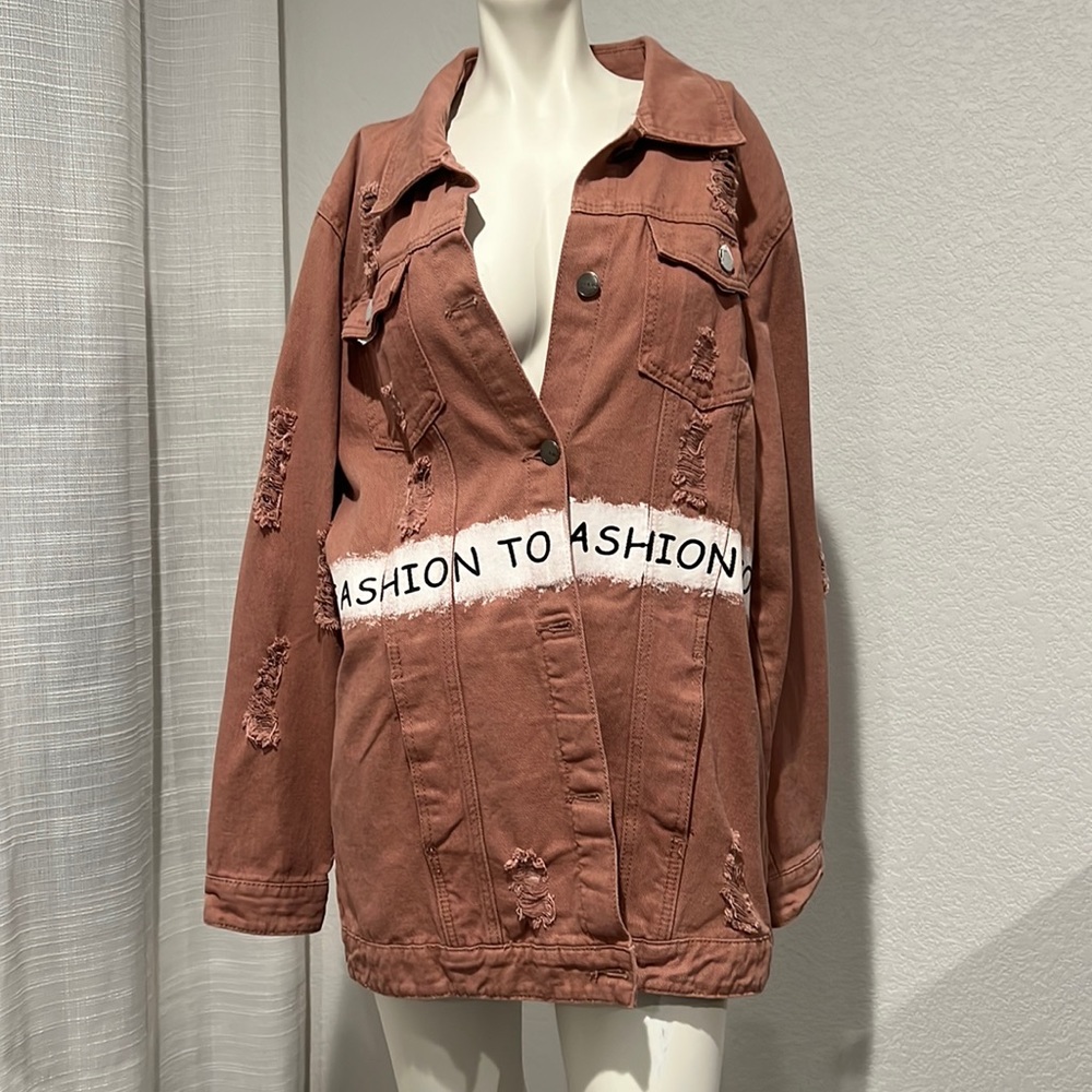 pink blush jean jacket from fashion nova never worn size large